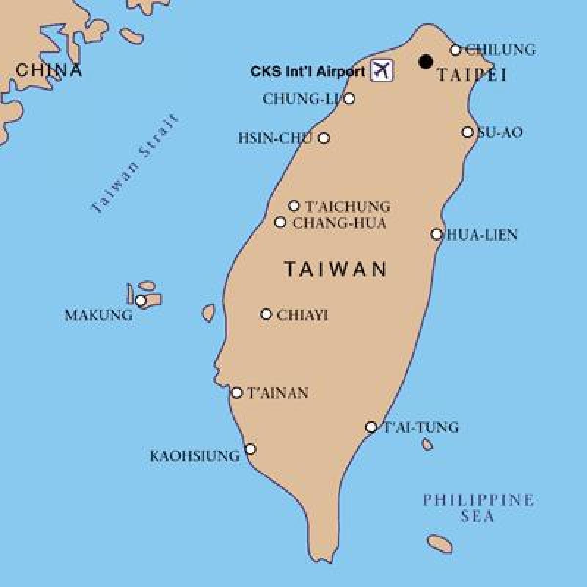 Тайван международното летище на картата
