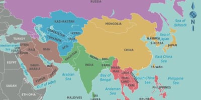 Карта на Тайван и съседните страни