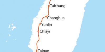 Тайвански високоскоростна жп маршрут на картата